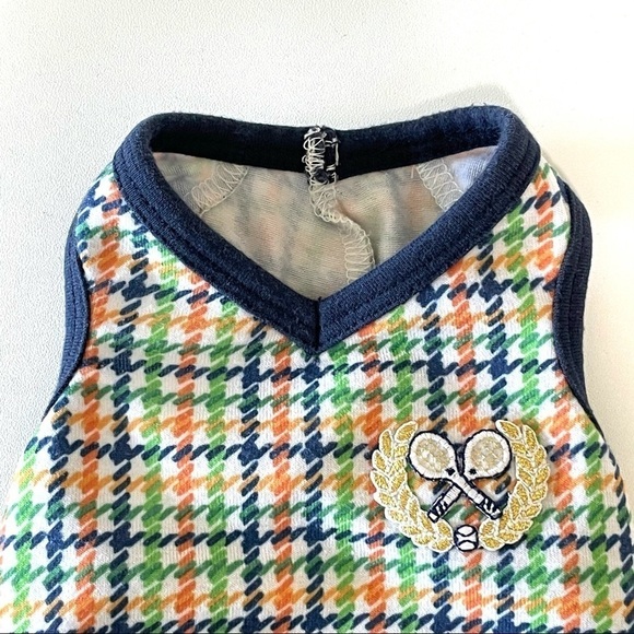 Ruff Ruff Couture Wimbledon Houndstooth Tennis Dog Tank Multicolor XS - Picture 3 of 9